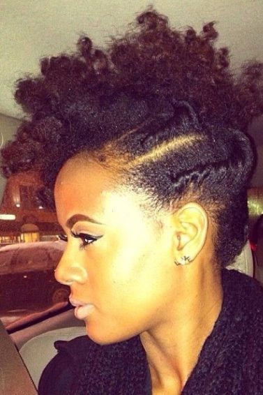 black woman with a natural hair mohawk hairstyle