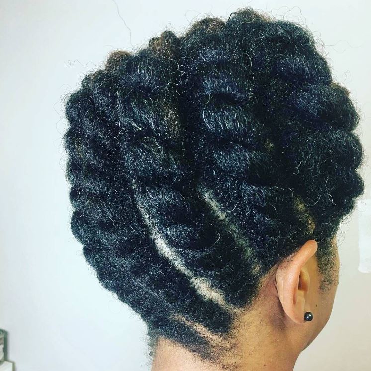 twist braid styles: Flat twist black haired updo - Instagram