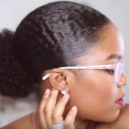 youtuber mini marley with sleek low puff natural hair