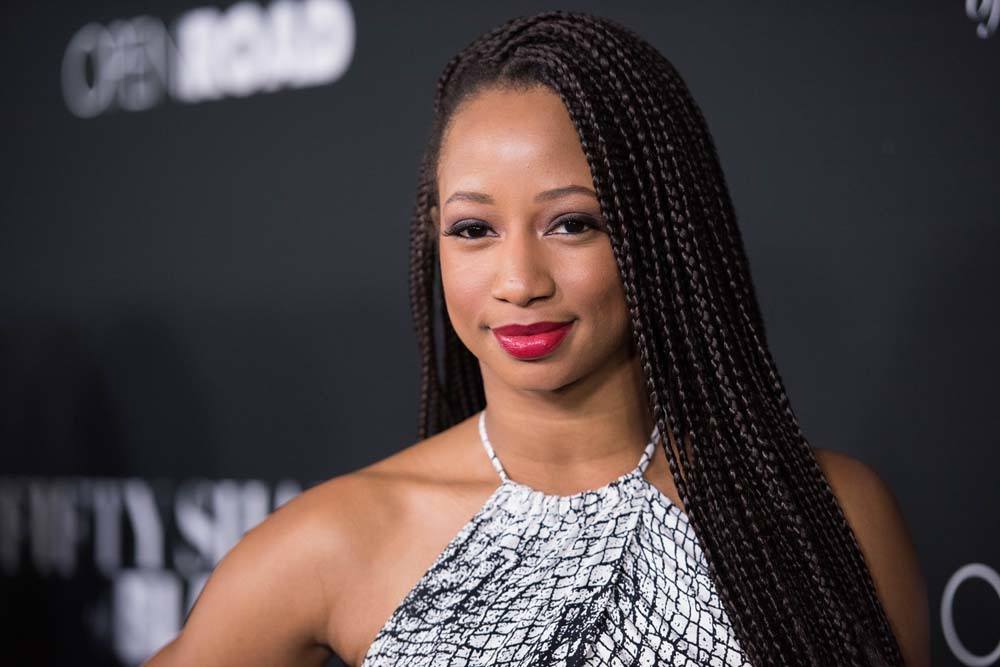 poetic justice hairstyles: side swept box braids as demonstrated by monique coleman