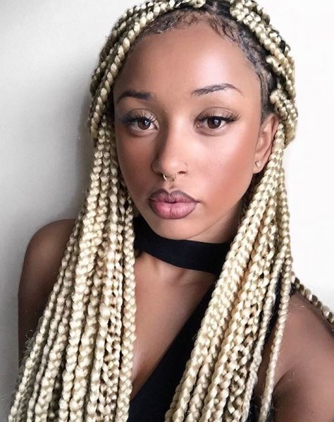Blonde thick box braid hairstyles - Instagram