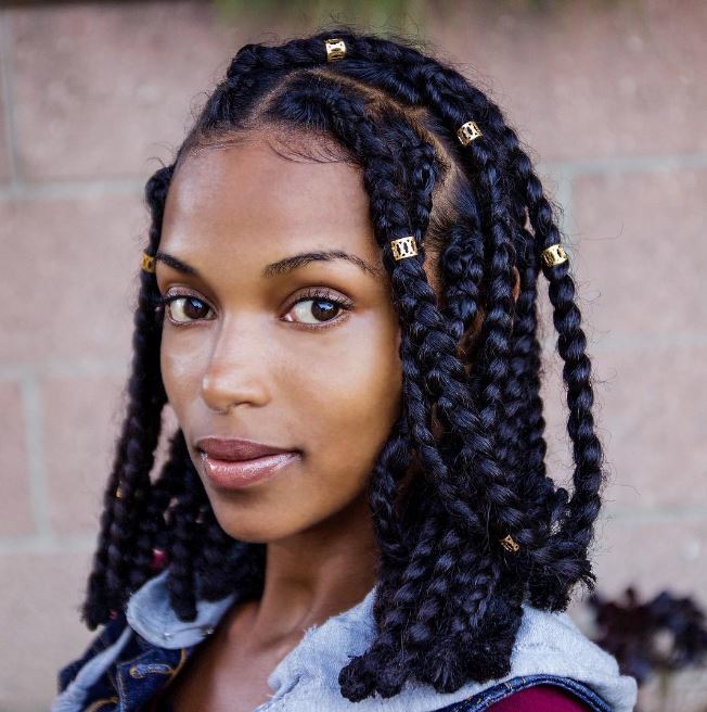 Lob length thick box braids hairstyle - Instagram