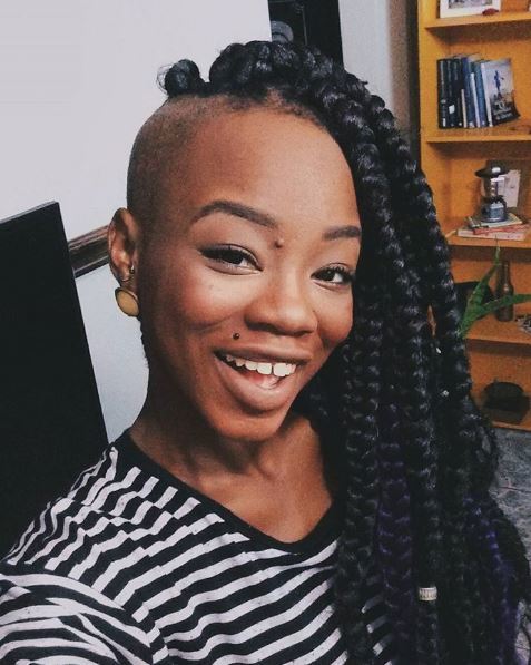 Half shaven half thick box braids hairstyle - Instagram