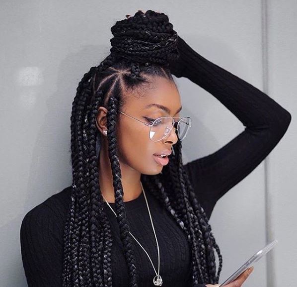 Ideas about thick box braids: triangle pattern braids - Instagram