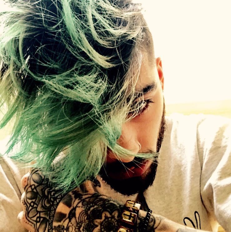 Mens undercut green hair style - Twitter