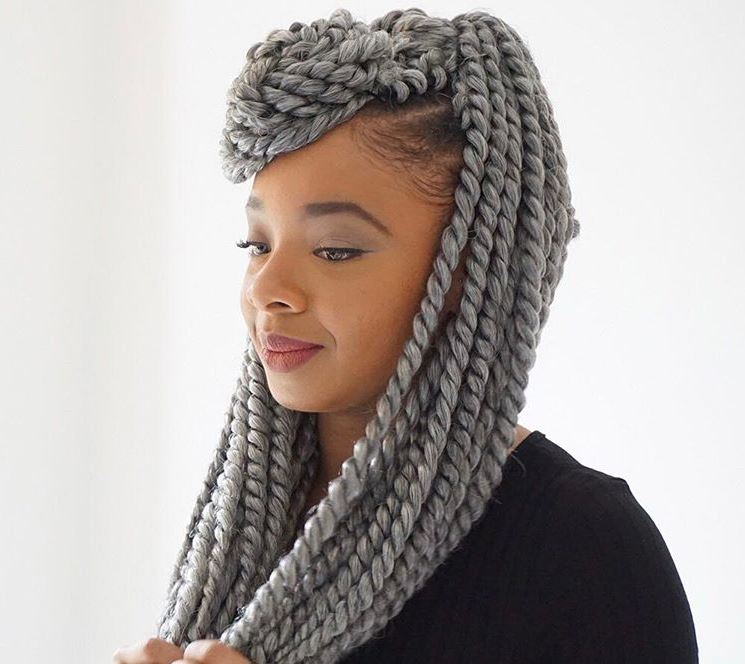 Crochet twist braids with grey Havana mambo hair - Instagram