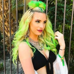 lele pons with neon green ombre hair with