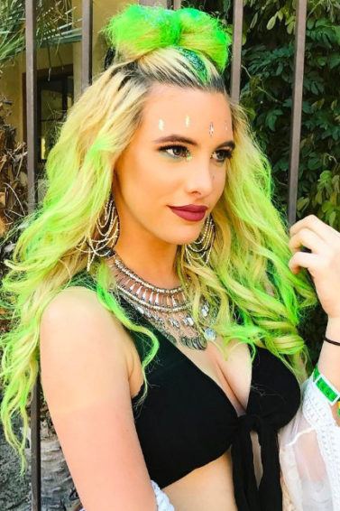 lele pons with neon green ombre hair with