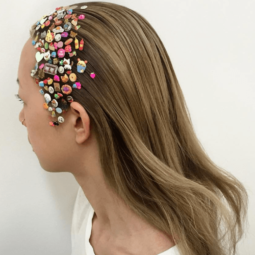 hair model with hair stickers