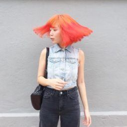 woman with two tone orange hair