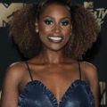 issa rae with chocolate hair afro wearing a blue dress at mtv awards