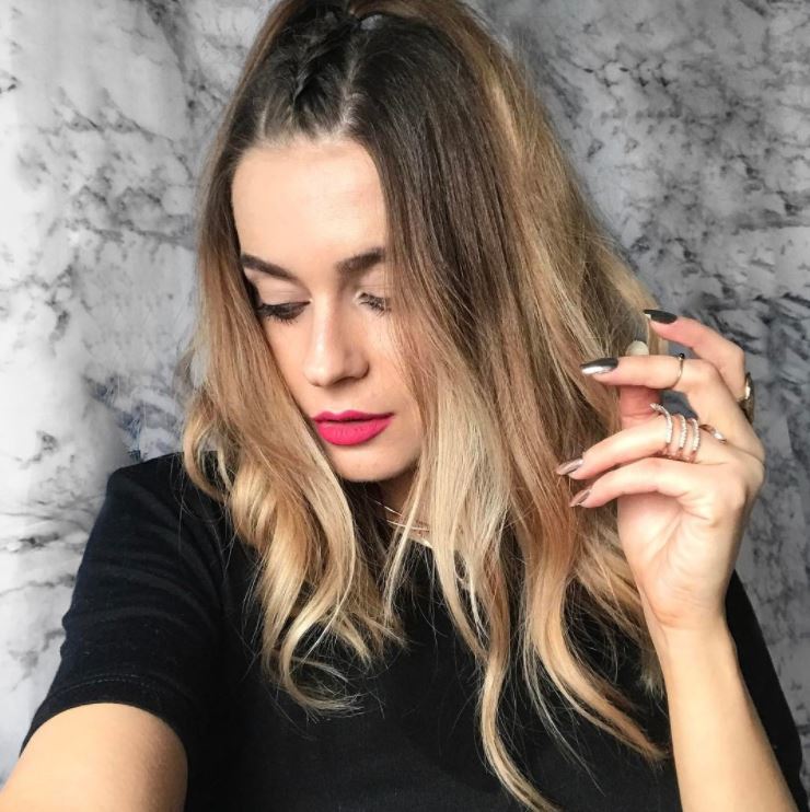 Brown to blonde balayage wavuy hair with centre braid going backwards