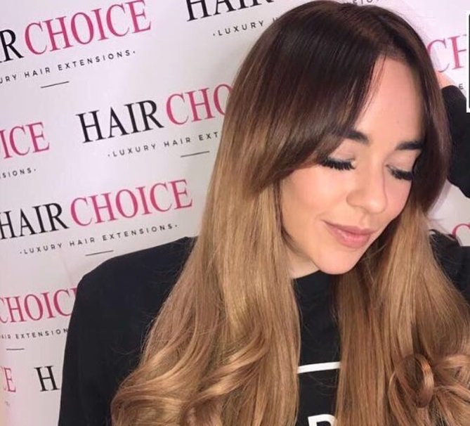 stephanie davis with brown ombre long hairstyle at salon instagram post
