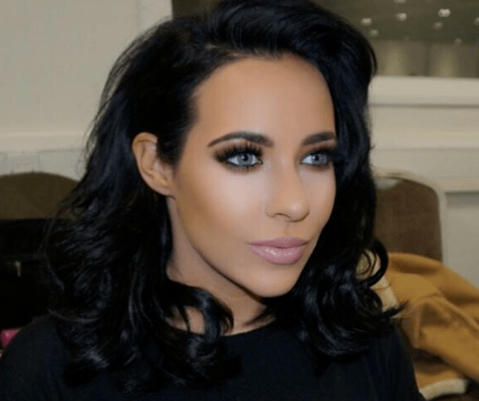 stephanie davis with black medium length cut hair