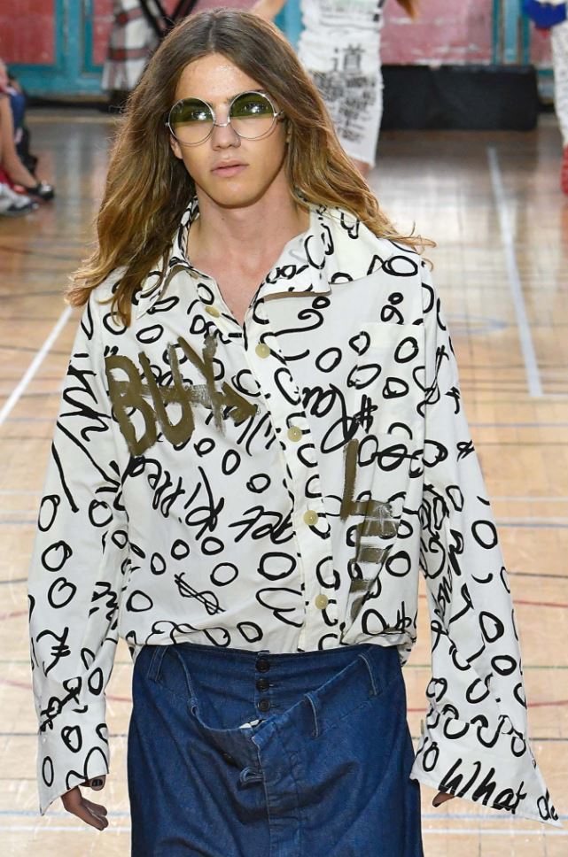 LFWM - Male model with long blonde hair with loose beach waves