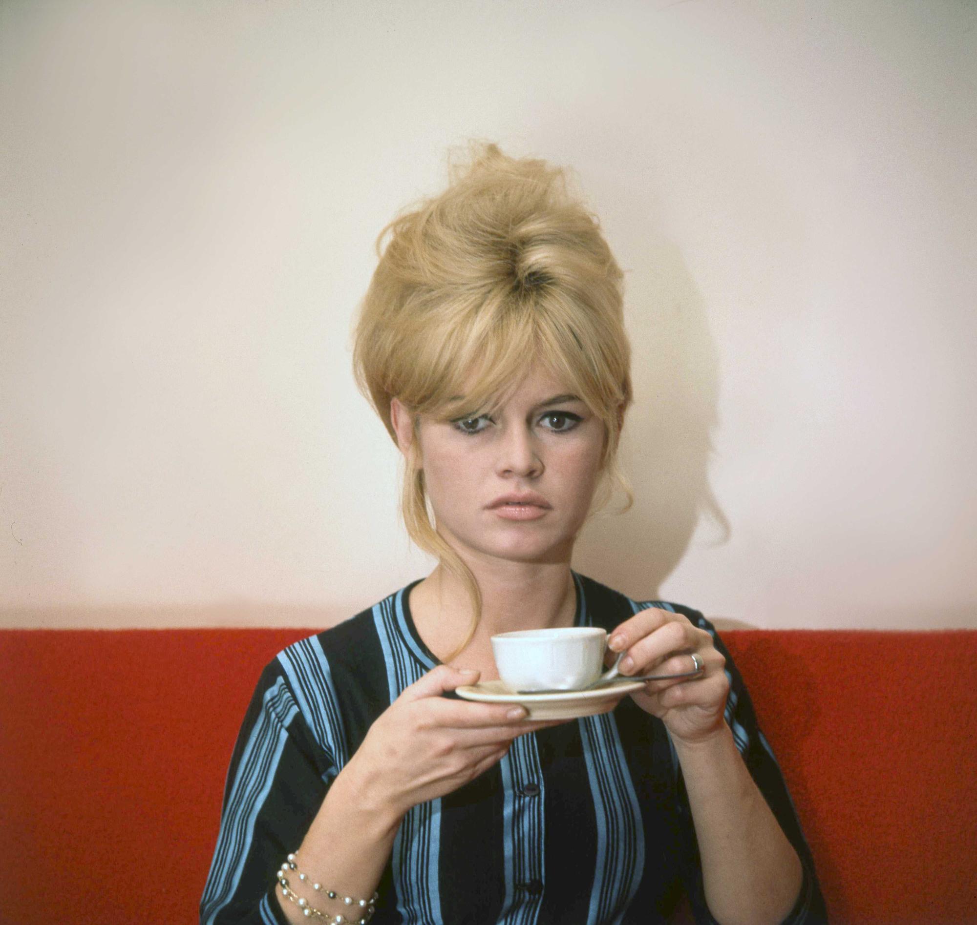french actress brigitte bardot with her hair in an updo haristyle