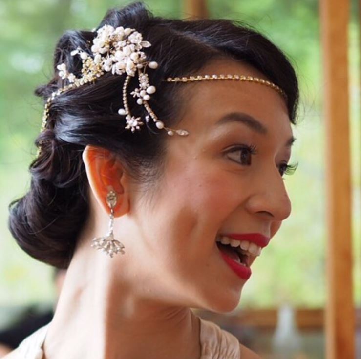 Vintage wedding hairstyles - dark hair in updo with 1920s headband