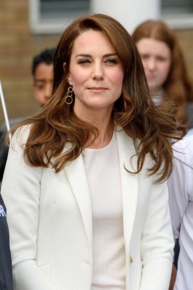 the duchess of cambridge kate middleton with her long brunette blow-out hair