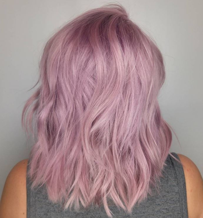Pastel hair colours - lilac mid length hair with waves