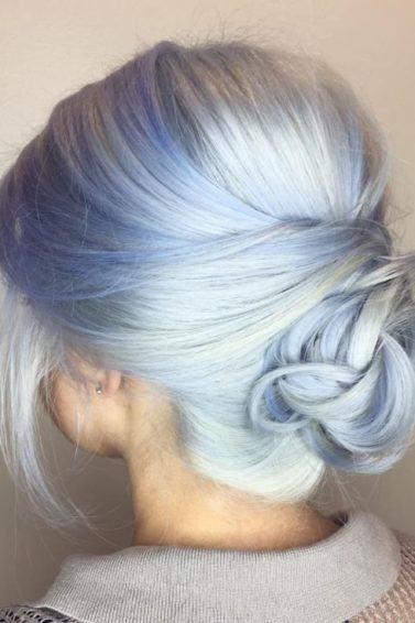 Pastel hair colours - blue pastel hair in low updo style