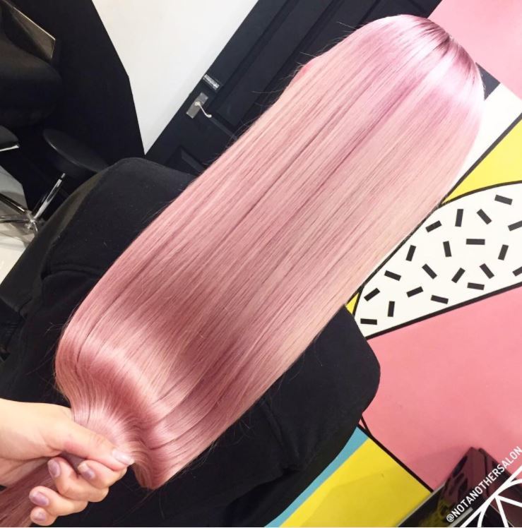 Pastel hair colours - long poker straight pink pastel hair