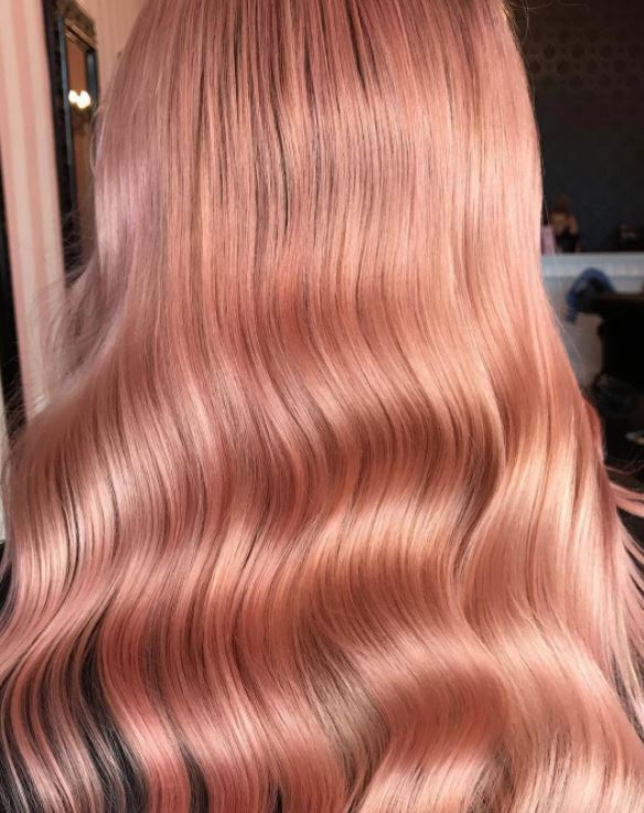 Pastel hair colours - rose gold wavy long hair