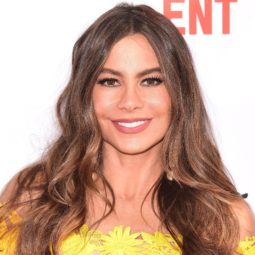 Modern Family actress sofia vergara with her signature long brunette curly hair