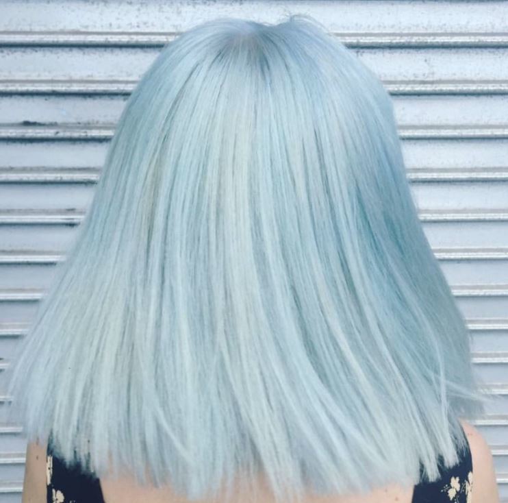 Pastel hair colours - blue green mint mid length straight hair
