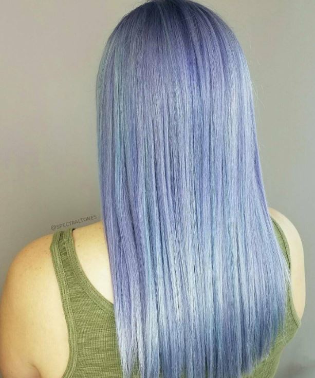 Pastel hair colours - unicorn blue mid length straight hair