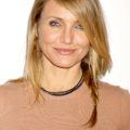 actress cameron diaz on the red carpet with her hair in a side braid with long side bangs