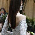 simple wedding hairstyles: model with sleek hair on the bridal runway