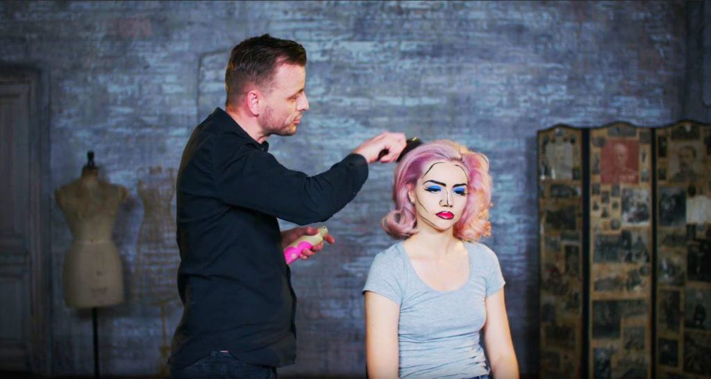 Superdrug Loves cartoon kid Halloween hair tutorial curly hair being brushed