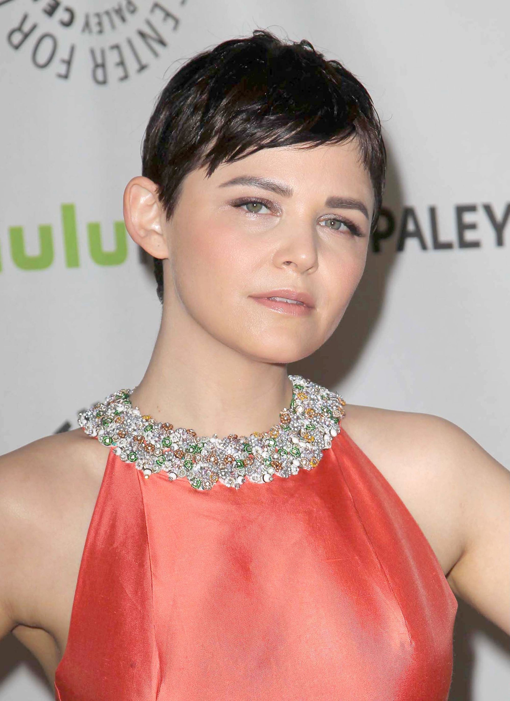 once upon a time actress ginnifer goodwin with a short pixie crop and textured bangs