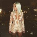 Blac Chyna with light pastel green hair colour on smooth long bob