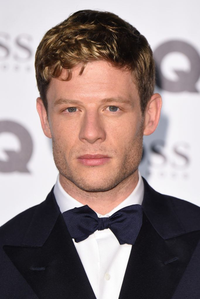 close up shot of james norton with textured fringe hairstyle at the GQ Men of the Year Awards
