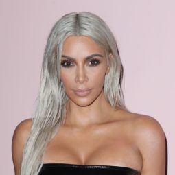 permanent silver hair dye: close up of kim kardashian with a silver hair colour at new york fashion week