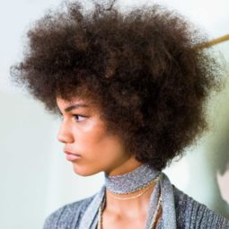 side profile of model with type 4 afro hair