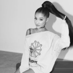 close up shot of ariana grande with high ponytail hairstyle