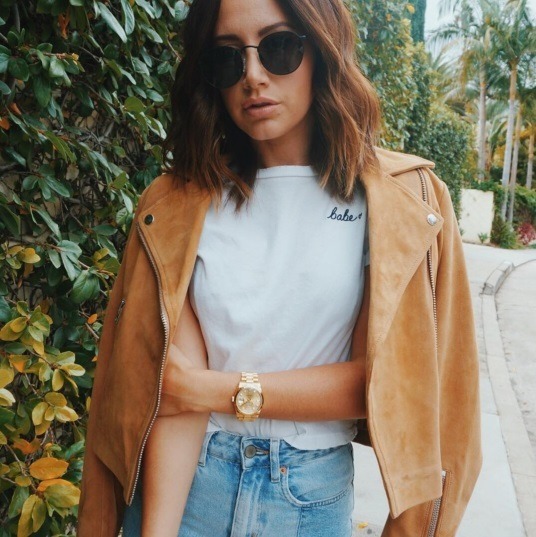 actress ashley tisdale with shoulder length medium brown hair