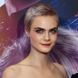 cara delevingne with short silvery pink hair