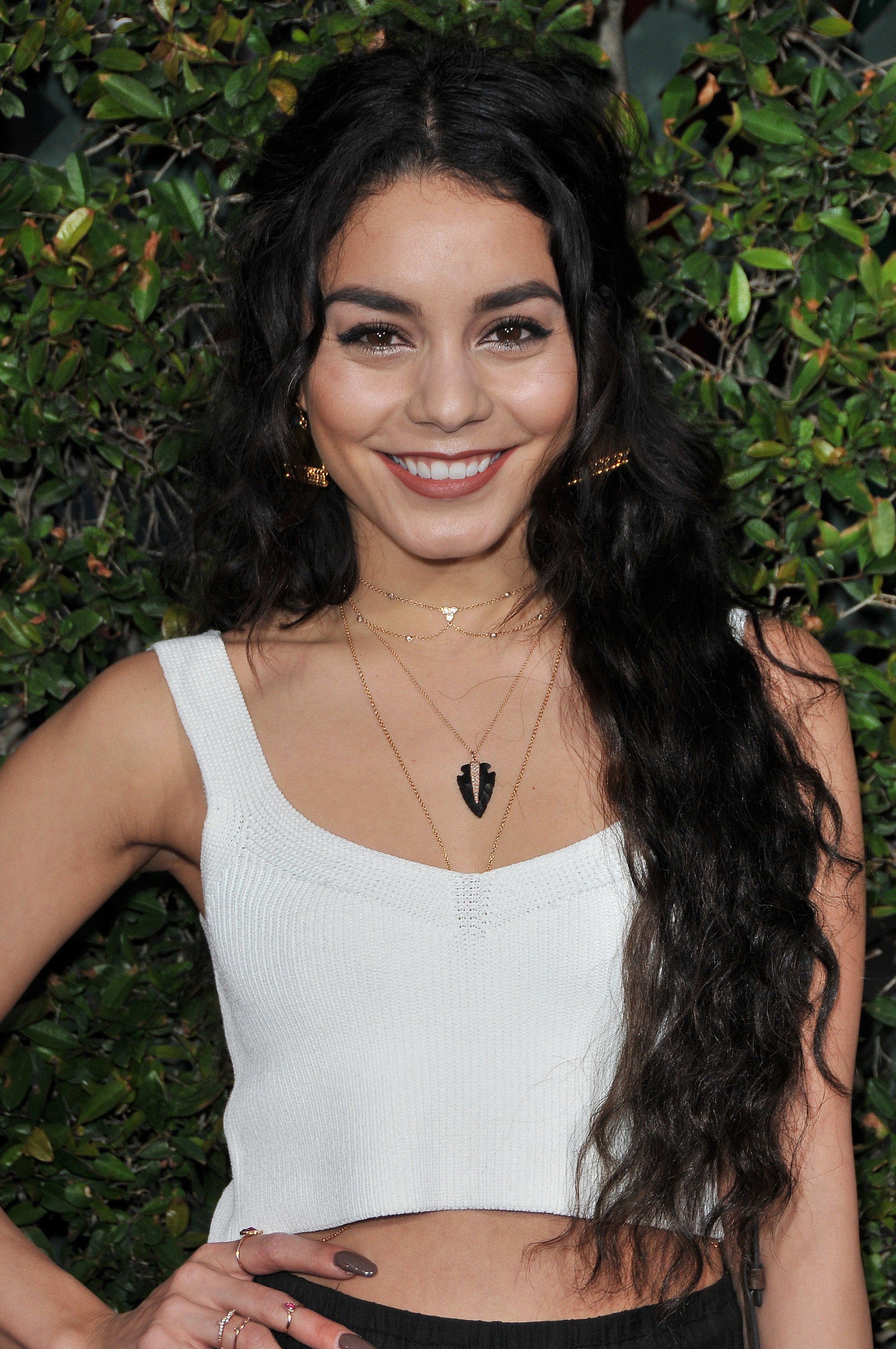 Vanessa Hudgens very long brown wavy hair in half-up style