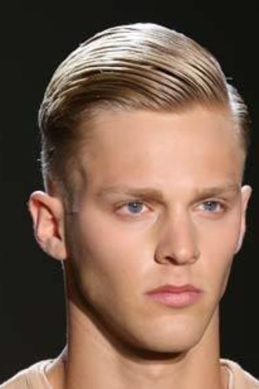 blonde male model with side sweep smart hair