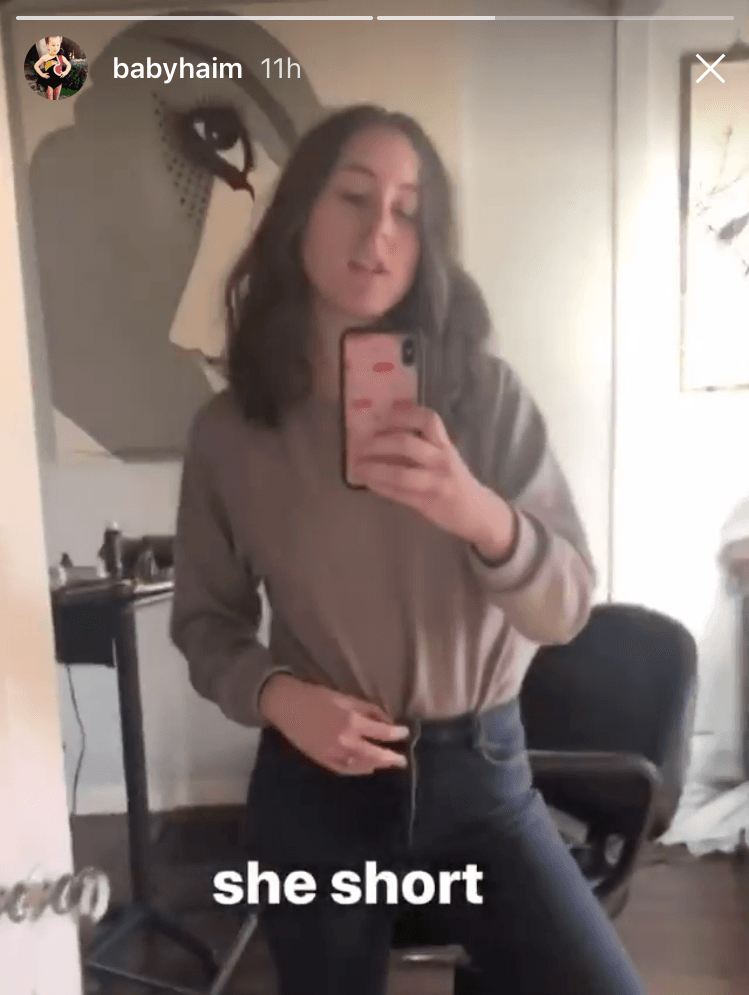 instastory of haim sister alana haim showing off her new lob length haircut