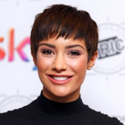 the saturdays and s club juniors singer frankie bridge in a black roll neck with her trademark brunette pixie cut