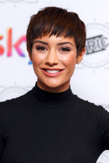 the saturdays and s club juniors singer frankie bridge in a black roll neck with her trademark brunette pixie cut
