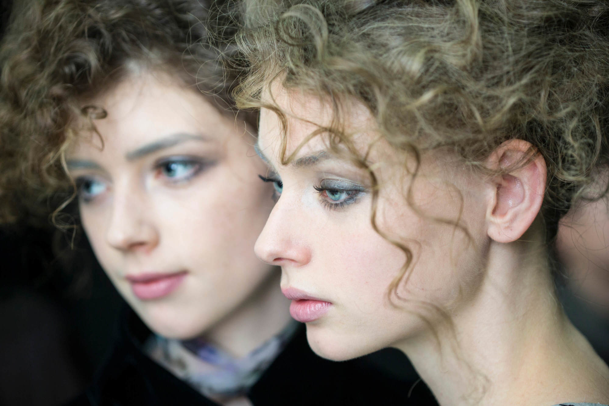 Soft hair care two women with curly hair backstage giorgio armani