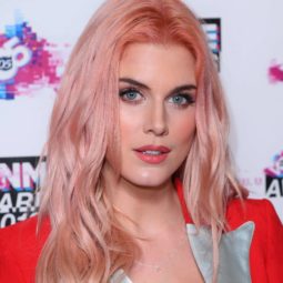 close up shot of ashley james with rose gold pink