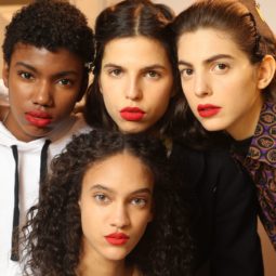 hair smoothing serum: close up shot of models with different hair types, posing backstage