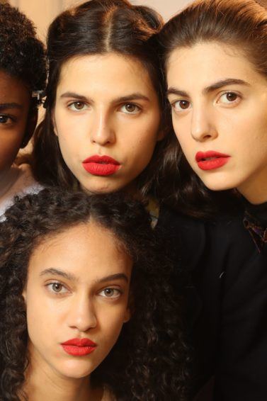 hair smoothing serum: close up shot of models with different hair types, posing backstage