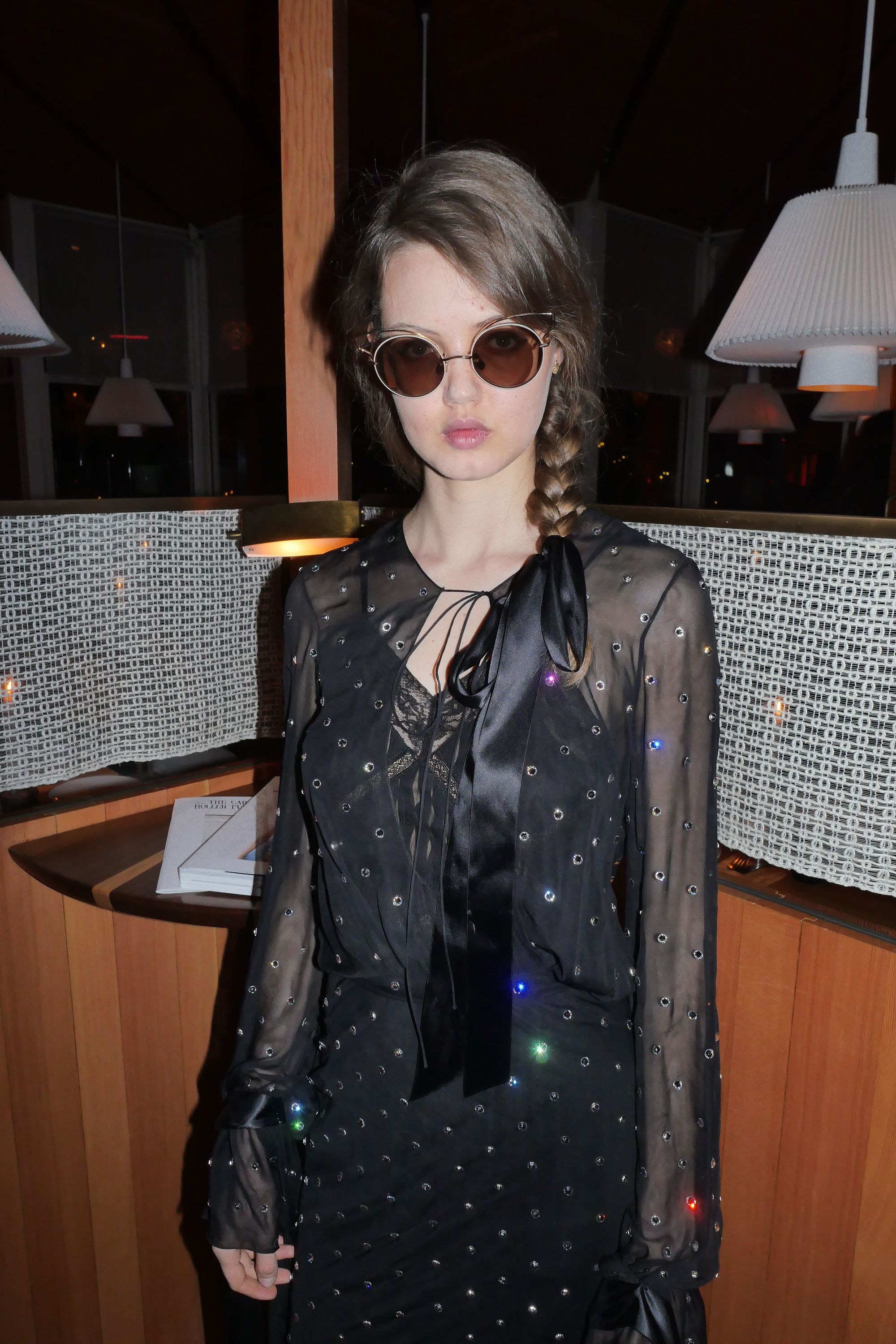 Lindsey Wixson with a fringe and side braid at the Purple magazine dinner, Fall Winter 2017, New York Fashion Week, USA - 13 Feb 2017